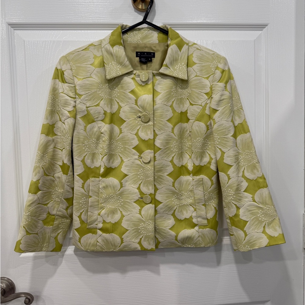 Magaschoni Lime Floral Blazer